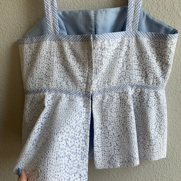 BCBGMaxazria blue and white blouse. - Picture 3 of 4